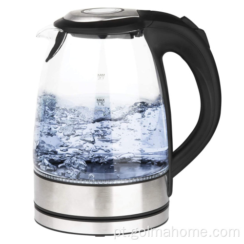 Fabricante de chá de grau alimentício gratuito de 1.7L BPA Caldeira de água quente de alta qualidade Chaleira elétrica de vidro com filtro